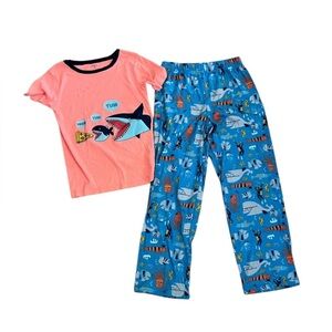 Carters Boys Neon Blue Shark graphic Short Sleeve Pajama Set 10